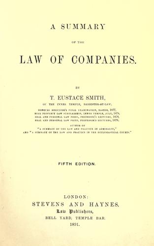 A summary of the law of companies