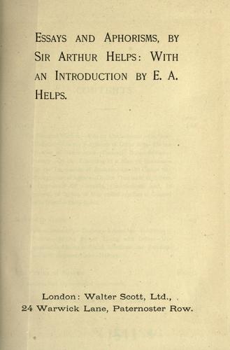 Essays and aphorisms
