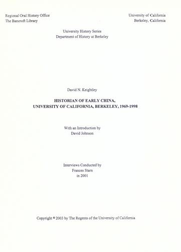 Historian of early China, University of California, Berkeley, 1969-1998