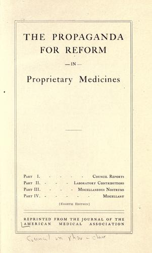 The propaganda for reform in proprietary medicines