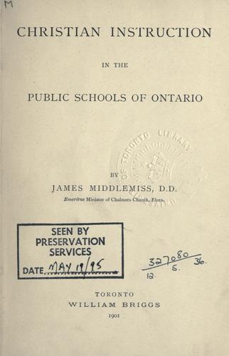 Christian instruction in the public schools of Ontario