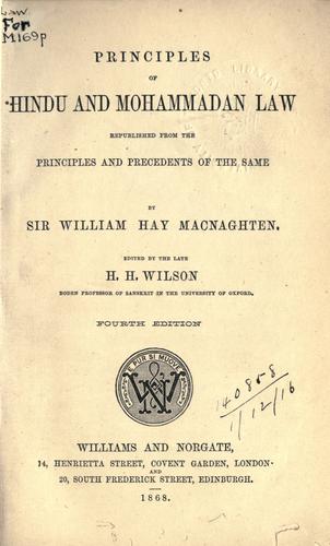 Principles of Hindu and Mohammadan law