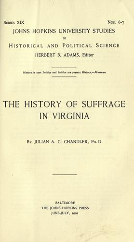 The history of suffrage in Virginia