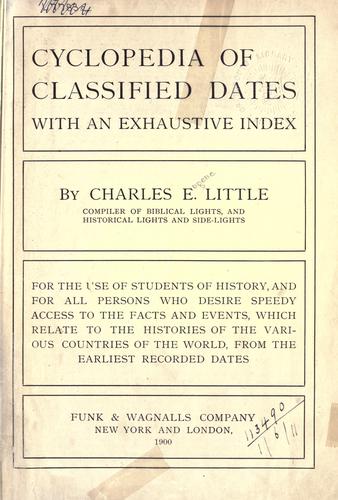 Cyclopedia of classified dates with an exhaustive index