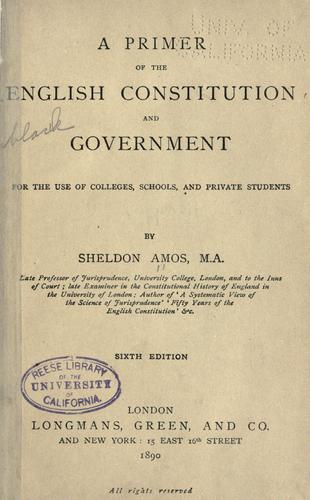 A primer of the English constitution and government