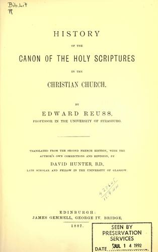 History of the Canon of the Holy Scriptures in the Christian Church