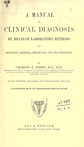 A manual of clinical diagnosis by means of laboratory methods
