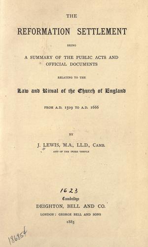 The reformation settlement