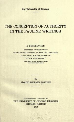 The conception of authority in the Pauline writings