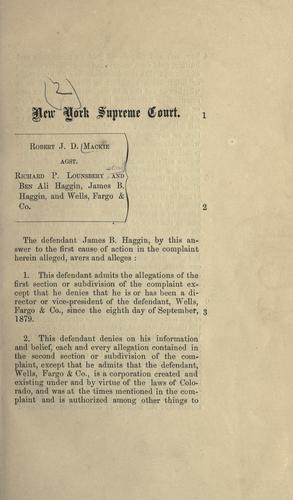 Robert J.D. Mackie agst. Richard P. Lounsbery and Ben Ali Haggin, James B. Haggin, and Wells, Fargo & Co
