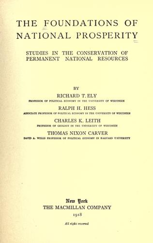 The Foundations of national prosperity