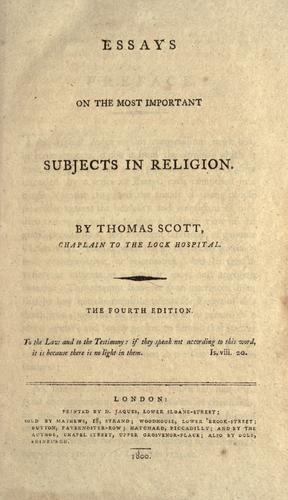 Essays on the most important subjects in religion