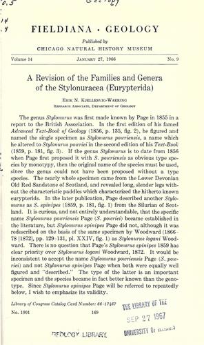 A revision of the families and genera of the Stylonuracea (Eurypterida)