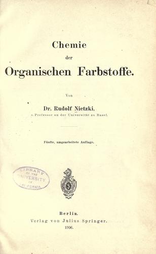 Chemie der organischen farbstoffe