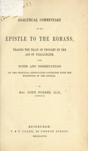 Analytical commentary on the Epistle to the Romans