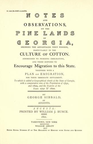 Notes and observations, on the pine lands of Georgia