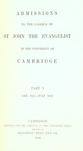 Admissions to the college of St. John the Evangelist in the University of Cambridge