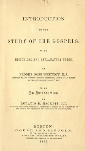 Introduction to the study of the Gospels
