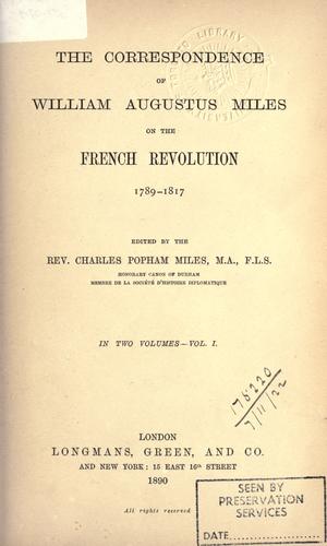 Correspondence on the French Revolution, 1789-1817
