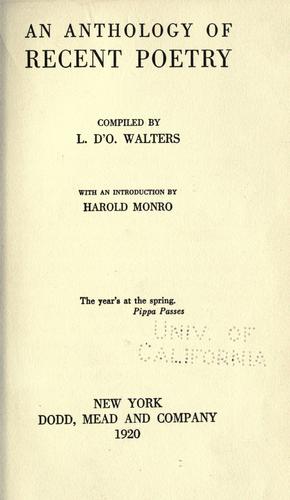 An anthology of recent poetry