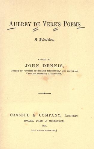 Aubrey de Vere's poems