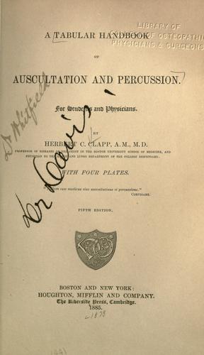A tabular handbook of auscultation and percussion