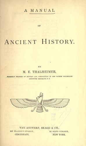 A manual of ancient history