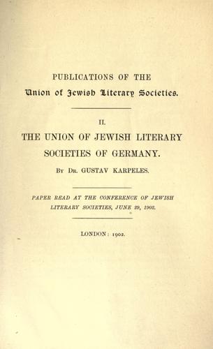 The Union of Jewish Literary Societies of Germany