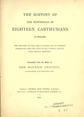 Historia aliquot martyrum Anglorum maxime octodecim Cartusianorum