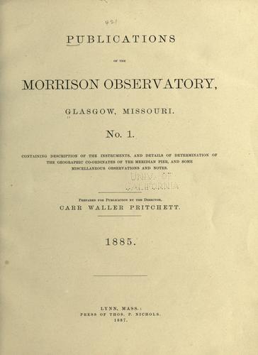 Publications of the Morrison Observatory, Glasgow, Missouri