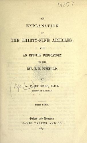 An explanation of the thirty-nine articles