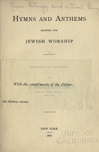 Hymns and anthems adapted for Jewish worship