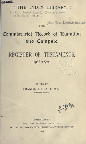 The Commissariot Record of Hamilton and Campsie