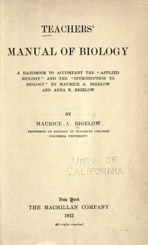 Teachers' manual of biology