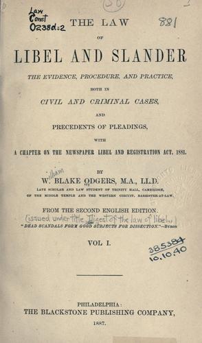 The law of libel and slander