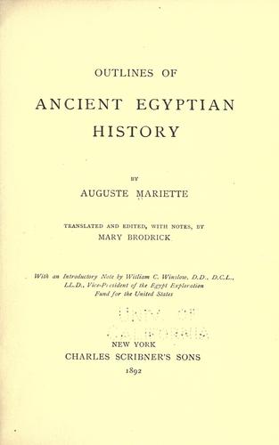 Outlines of ancient Egyptian history