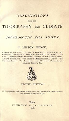 Observations upon the topography and climate of Crowborough Hill, Sussex