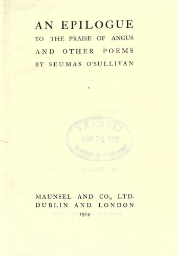 An epilogue to The praise of Angus, and other poems
