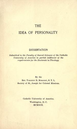 The idea of personality ..