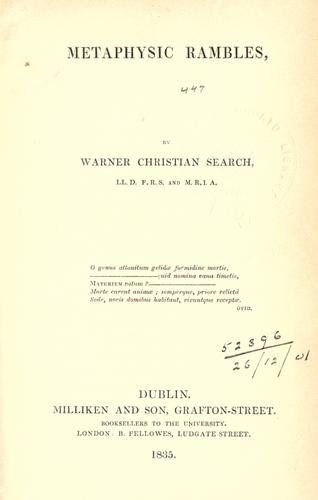 Metaphysic rambles by Warner Christian Search