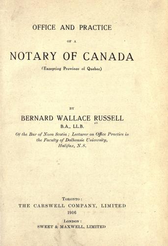 Office and practice of notary of Canada (excepting Province of Quebec)