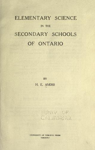 Elementary science in the secondary schools of Ontario