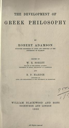 The development of Greek philosophy