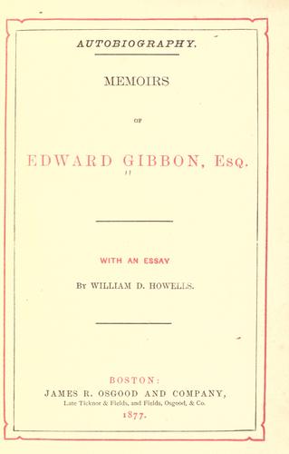 Memoirs of Edward Gibbon, esq