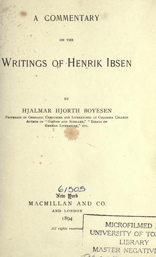 A commentary on the works of Henrik Ibsen