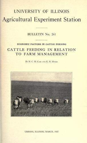 Cattle feeding in relation to farm management