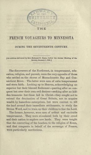 The French voyageurs to Minnesota during the seventeenth century