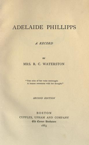 Adelaide Phillipps, a record