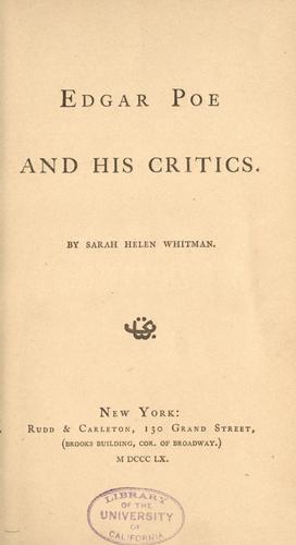 Edgar Poe and his critics