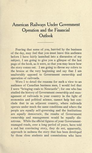 American railways under government operation and the financial outlook